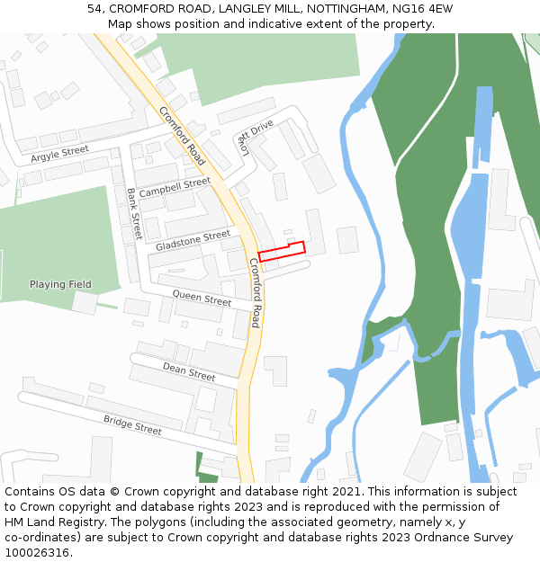 54, CROMFORD ROAD, LANGLEY MILL, NOTTINGHAM, NG16 4EW: Location map and indicative extent of plot