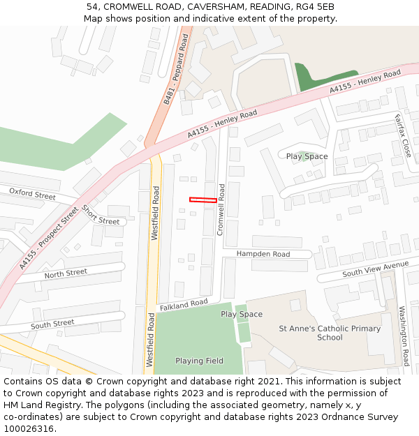 54, CROMWELL ROAD, CAVERSHAM, READING, RG4 5EB: Location map and indicative extent of plot