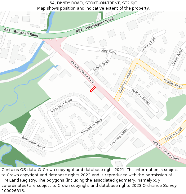54, DIVIDY ROAD, STOKE-ON-TRENT, ST2 9JG: Location map and indicative extent of plot