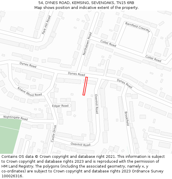 54, DYNES ROAD, KEMSING, SEVENOAKS, TN15 6RB: Location map and indicative extent of plot