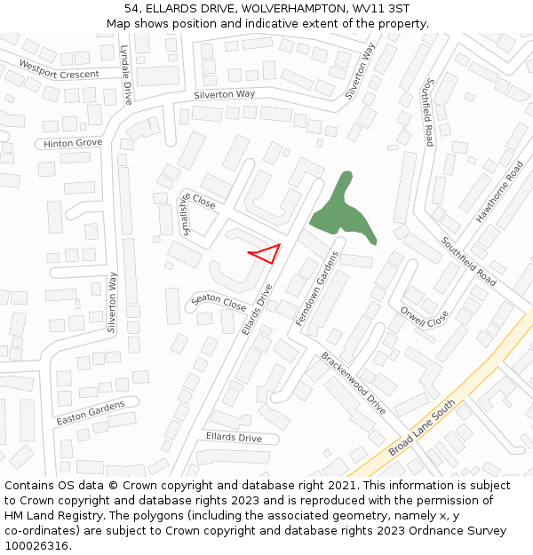 54, ELLARDS DRIVE, WOLVERHAMPTON, WV11 3ST: Location map and indicative extent of plot