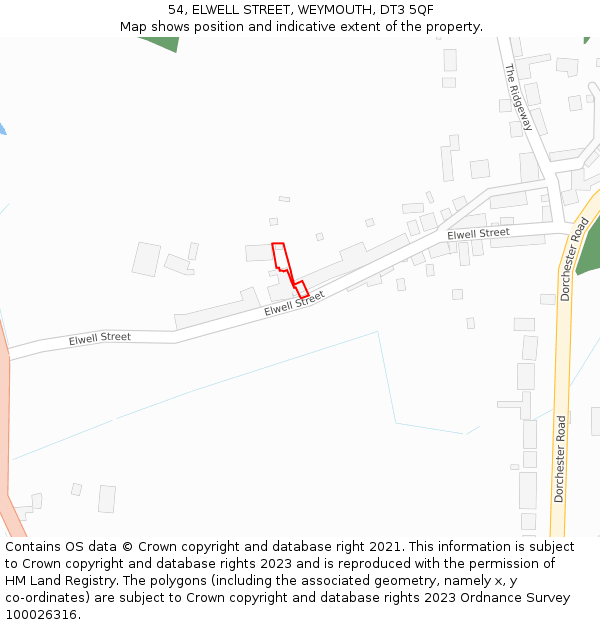 54, ELWELL STREET, WEYMOUTH, DT3 5QF: Location map and indicative extent of plot