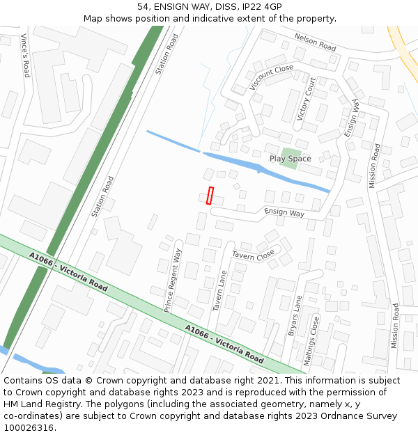 54, ENSIGN WAY, DISS, IP22 4GP: Location map and indicative extent of plot