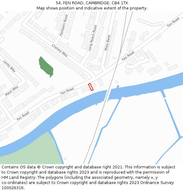 54, FEN ROAD, CAMBRIDGE, CB4 1TX: Location map and indicative extent of plot