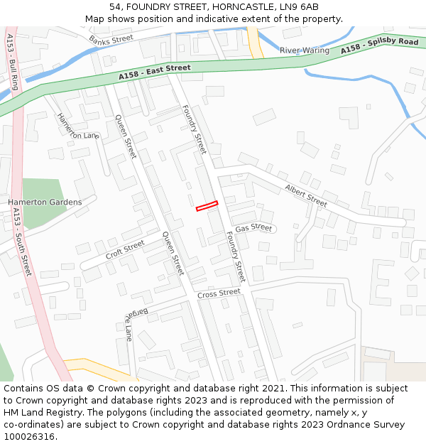 54, FOUNDRY STREET, HORNCASTLE, LN9 6AB: Location map and indicative extent of plot