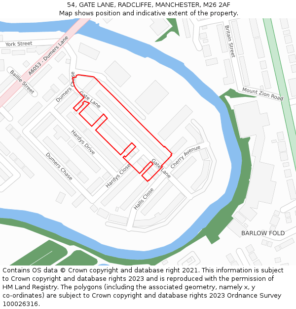 54, GATE LANE, RADCLIFFE, MANCHESTER, M26 2AF: Location map and indicative extent of plot