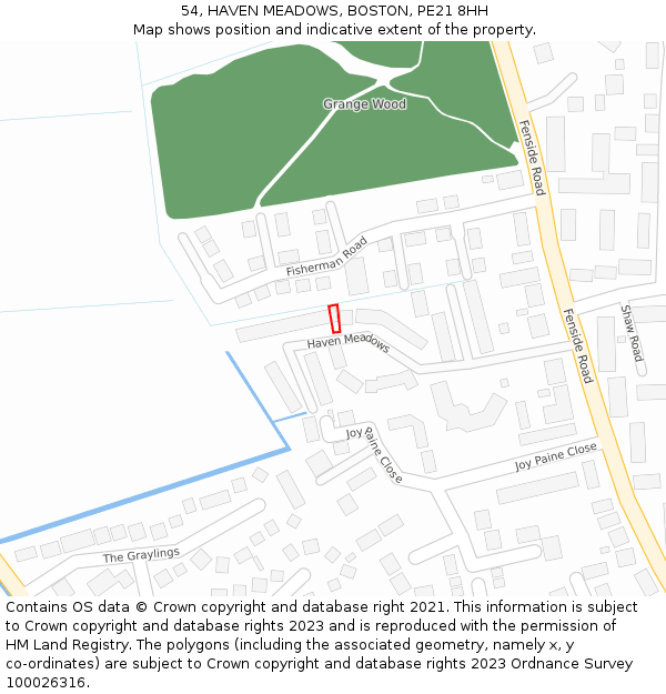 54, HAVEN MEADOWS, BOSTON, PE21 8HH: Location map and indicative extent of plot