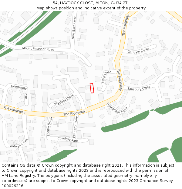 54, HAYDOCK CLOSE, ALTON, GU34 2TL: Location map and indicative extent of plot