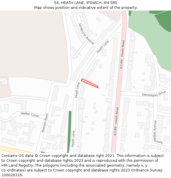 54, HEATH LANE, IPSWICH, IP4 5RS: Location map and indicative extent of plot