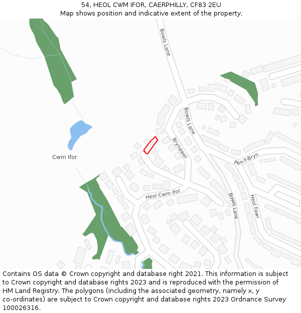 54, HEOL CWM IFOR, CAERPHILLY, CF83 2EU: Location map and indicative extent of plot