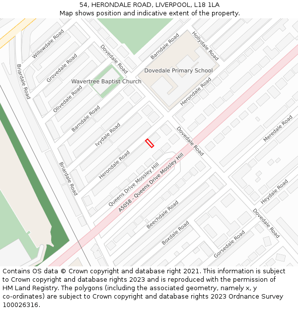 54, HERONDALE ROAD, LIVERPOOL, L18 1LA: Location map and indicative extent of plot