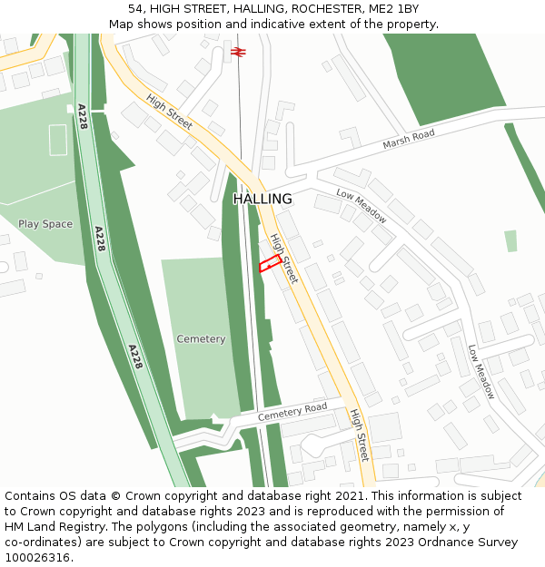 54, HIGH STREET, HALLING, ROCHESTER, ME2 1BY: Location map and indicative extent of plot