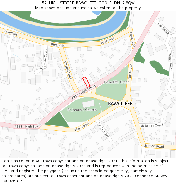 54, HIGH STREET, RAWCLIFFE, GOOLE, DN14 8QW: Location map and indicative extent of plot