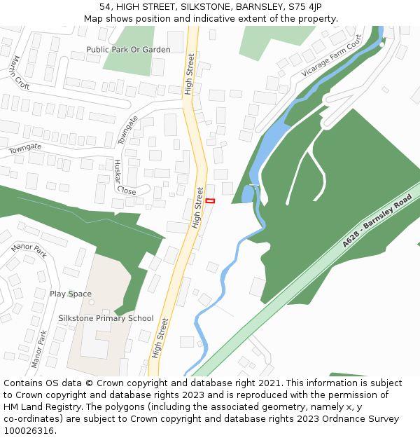 54, HIGH STREET, SILKSTONE, BARNSLEY, S75 4JP: Location map and indicative extent of plot