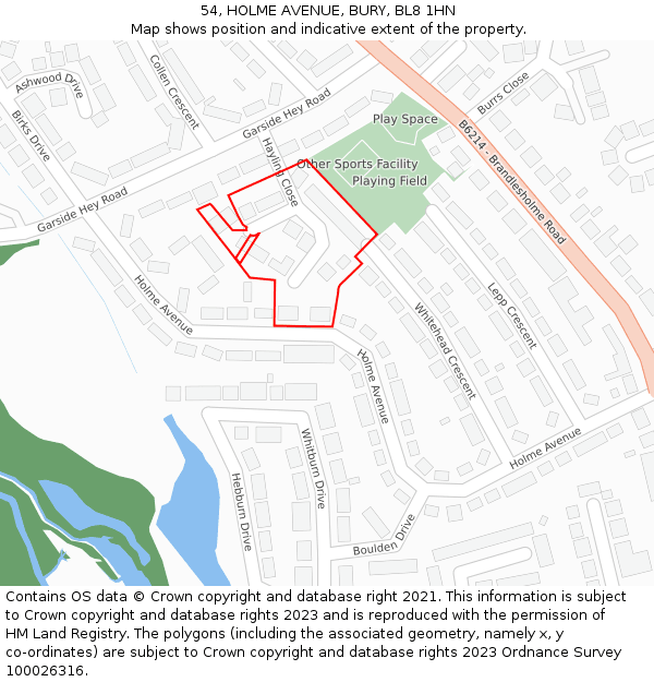 54, HOLME AVENUE, BURY, BL8 1HN: Location map and indicative extent of plot