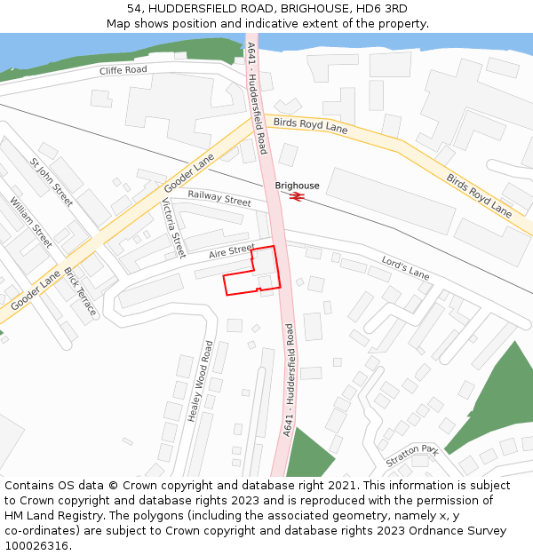 54, HUDDERSFIELD ROAD, BRIGHOUSE, HD6 3RD: Location map and indicative extent of plot
