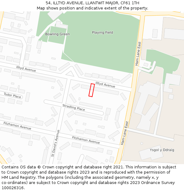 54, ILLTYD AVENUE, LLANTWIT MAJOR, CF61 1TH: Location map and indicative extent of plot