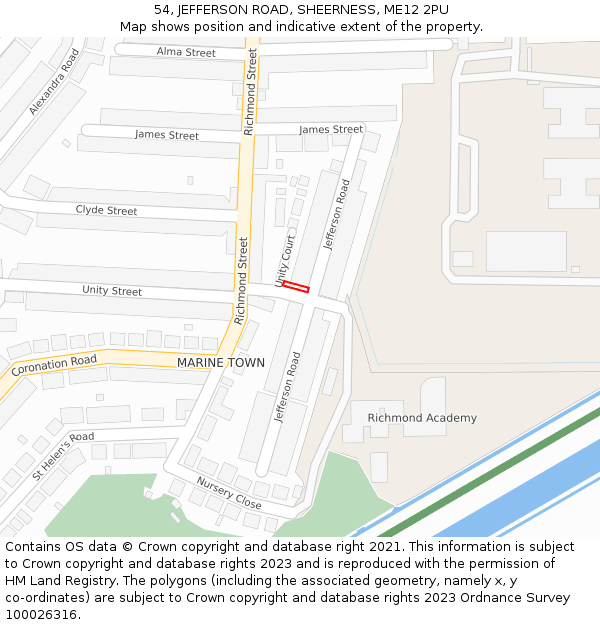 54, JEFFERSON ROAD, SHEERNESS, ME12 2PU: Location map and indicative extent of plot
