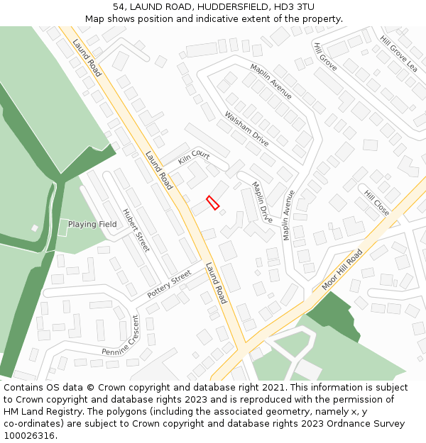54, LAUND ROAD, HUDDERSFIELD, HD3 3TU: Location map and indicative extent of plot