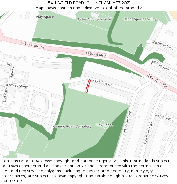 54, LAYFIELD ROAD, GILLINGHAM, ME7 2QZ: Location map and indicative extent of plot