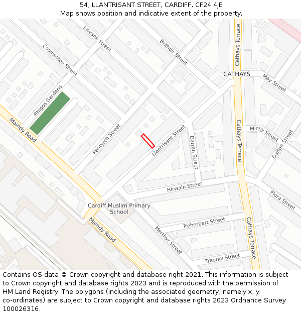 54, LLANTRISANT STREET, CARDIFF, CF24 4JE: Location map and indicative extent of plot