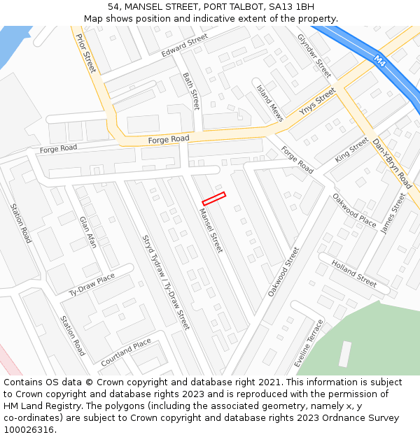 54, MANSEL STREET, PORT TALBOT, SA13 1BH: Location map and indicative extent of plot