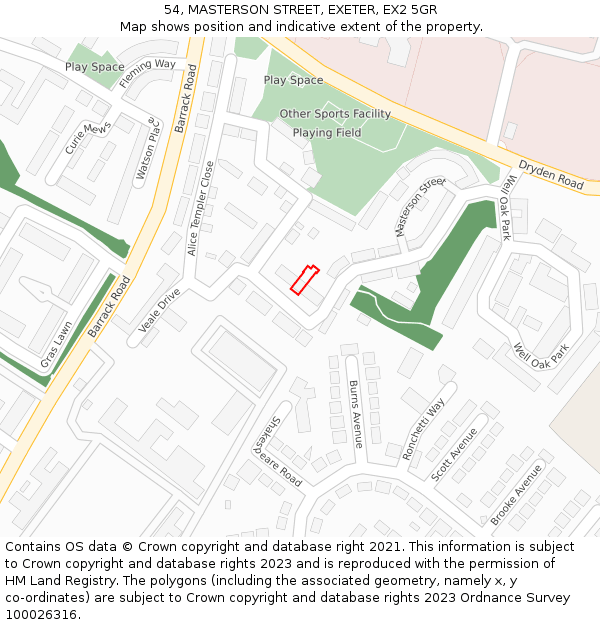 54, MASTERSON STREET, EXETER, EX2 5GR: Location map and indicative extent of plot