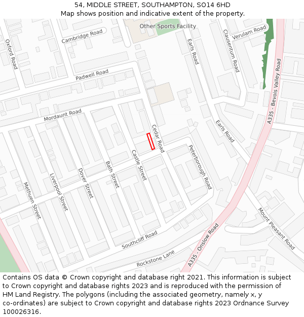 54, MIDDLE STREET, SOUTHAMPTON, SO14 6HD: Location map and indicative extent of plot