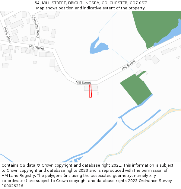 54, MILL STREET, BRIGHTLINGSEA, COLCHESTER, CO7 0SZ: Location map and indicative extent of plot