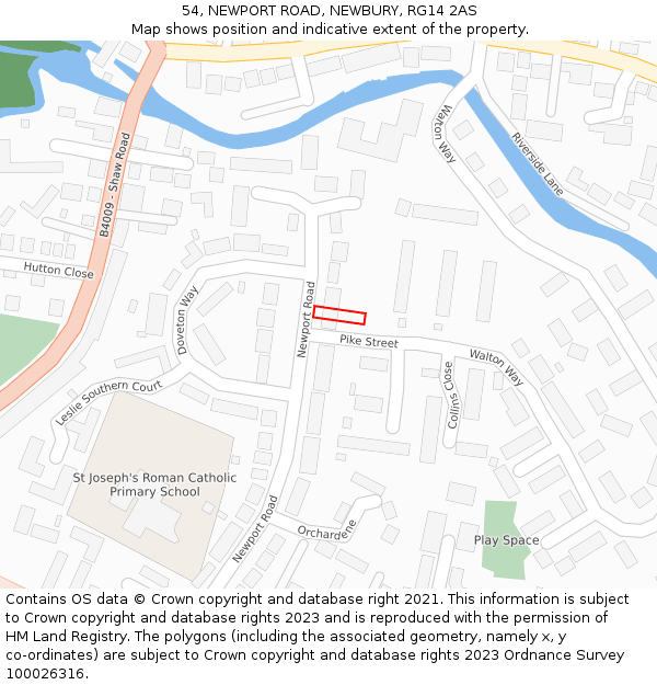54, NEWPORT ROAD, NEWBURY, RG14 2AS: Location map and indicative extent of plot