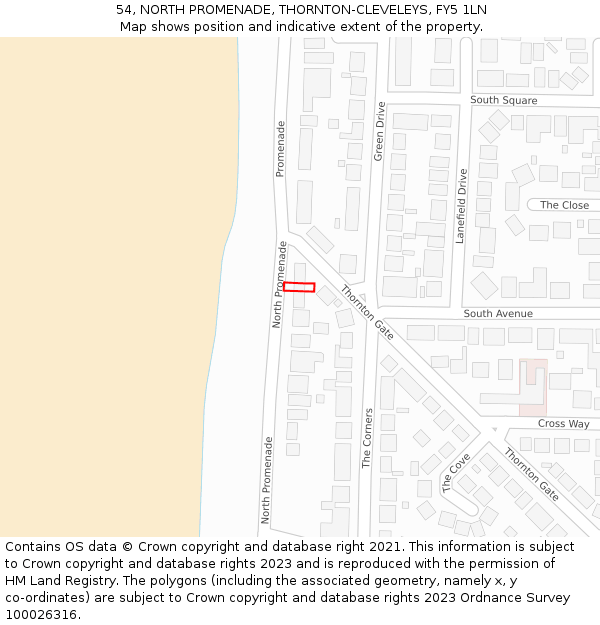 54, NORTH PROMENADE, THORNTON-CLEVELEYS, FY5 1LN: Location map and indicative extent of plot