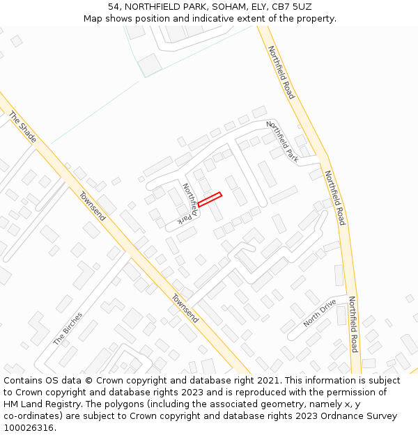 54, NORTHFIELD PARK, SOHAM, ELY, CB7 5UZ: Location map and indicative extent of plot