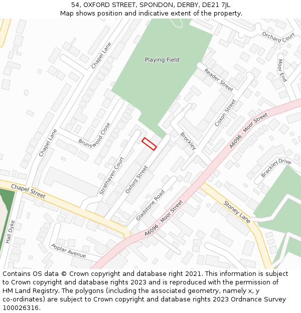 54, OXFORD STREET, SPONDON, DERBY, DE21 7JL: Location map and indicative extent of plot