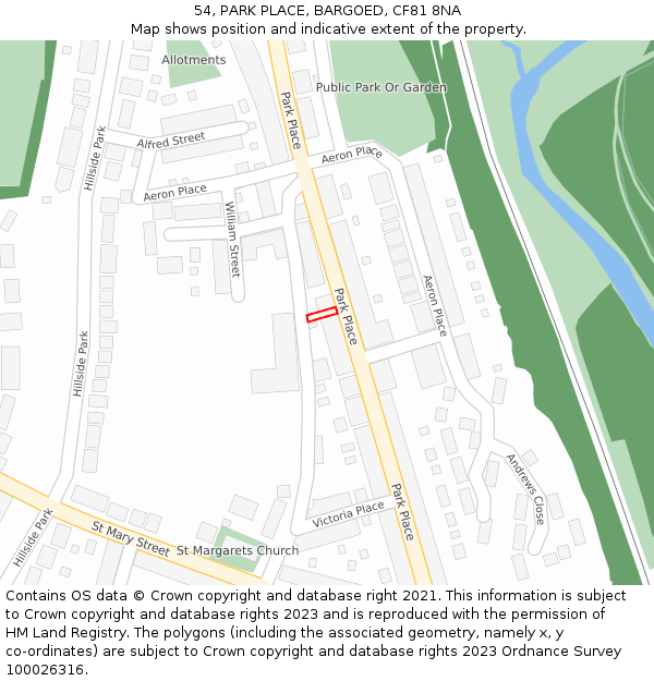 54, PARK PLACE, BARGOED, CF81 8NA: Location map and indicative extent of plot