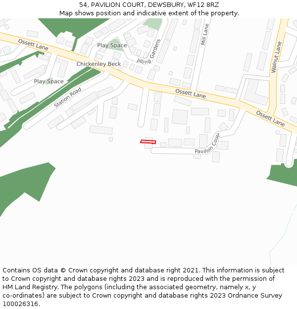 54, PAVILION COURT, DEWSBURY, WF12 8RZ: Location map and indicative extent of plot