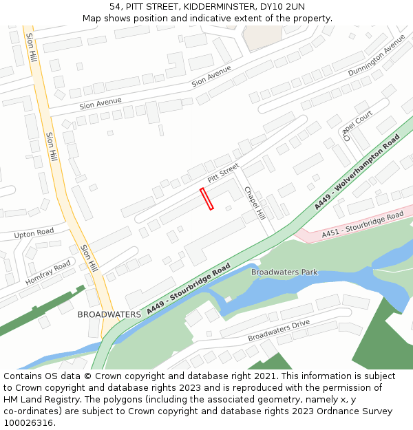 54, PITT STREET, KIDDERMINSTER, DY10 2UN: Location map and indicative extent of plot