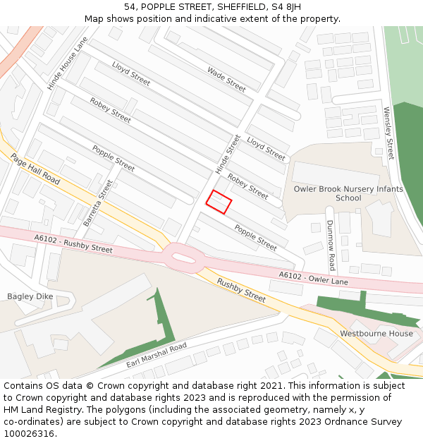 54, POPPLE STREET, SHEFFIELD, S4 8JH: Location map and indicative extent of plot