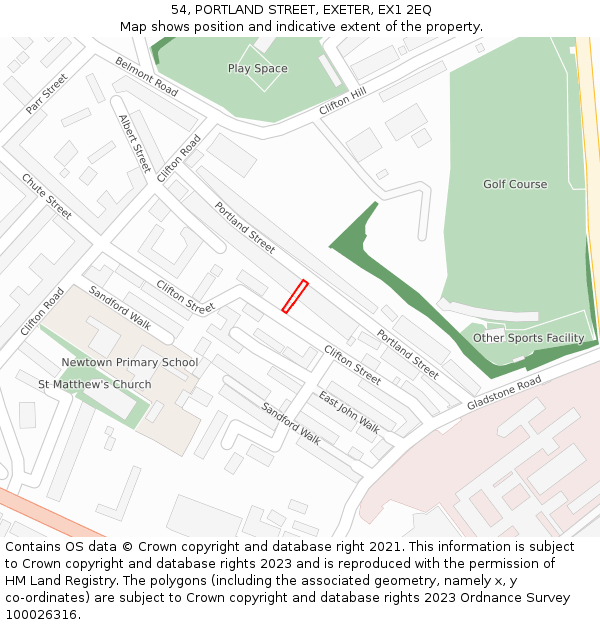 54, PORTLAND STREET, EXETER, EX1 2EQ: Location map and indicative extent of plot