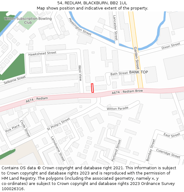 54, REDLAM, BLACKBURN, BB2 1UL: Location map and indicative extent of plot