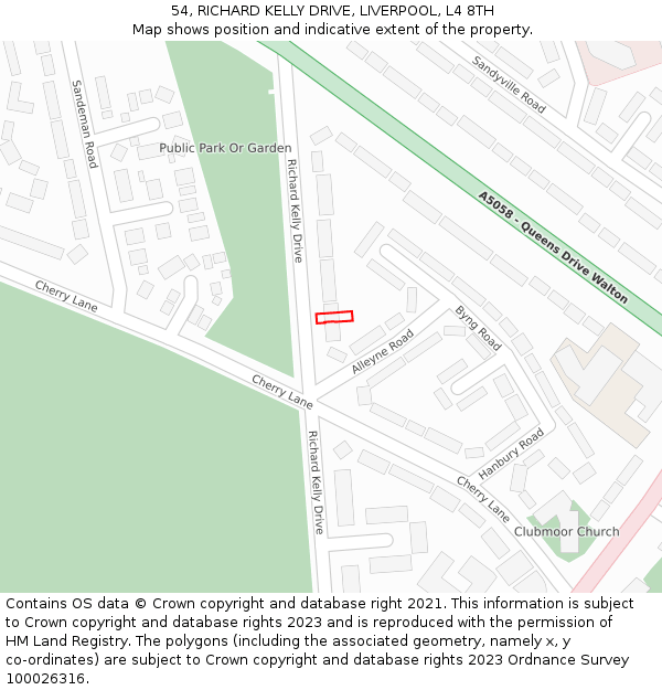 54, RICHARD KELLY DRIVE, LIVERPOOL, L4 8TH: Location map and indicative extent of plot