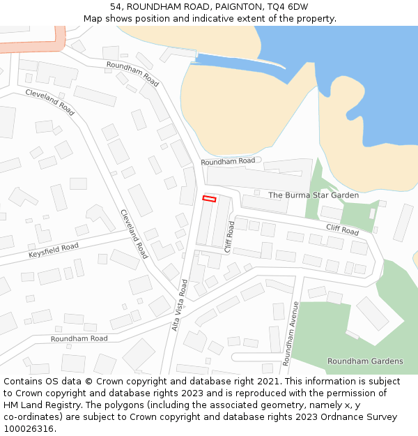 54, ROUNDHAM ROAD, PAIGNTON, TQ4 6DW: Location map and indicative extent of plot