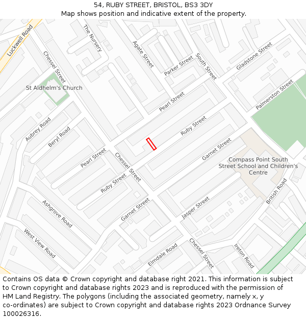 54, RUBY STREET, BRISTOL, BS3 3DY: Location map and indicative extent of plot