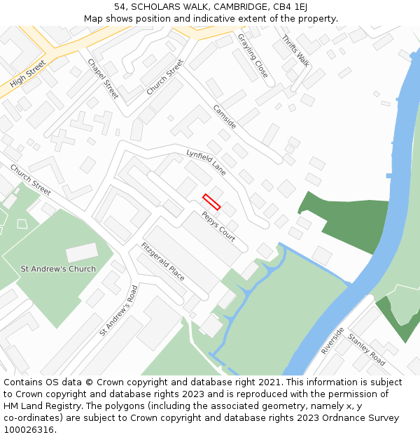 54, SCHOLARS WALK, CAMBRIDGE, CB4 1EJ: Location map and indicative extent of plot