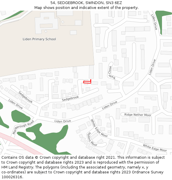 54, SEDGEBROOK, SWINDON, SN3 6EZ: Location map and indicative extent of plot