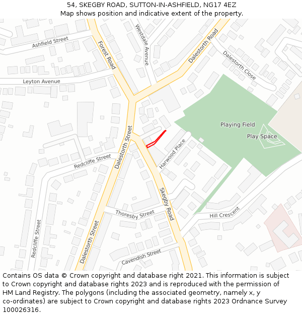 54, SKEGBY ROAD, SUTTON-IN-ASHFIELD, NG17 4EZ: Location map and indicative extent of plot