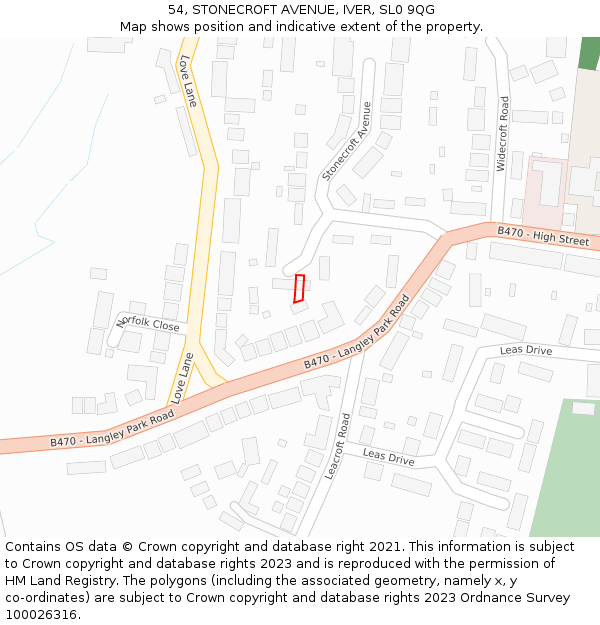 54, STONECROFT AVENUE, IVER, SL0 9QG: Location map and indicative extent of plot