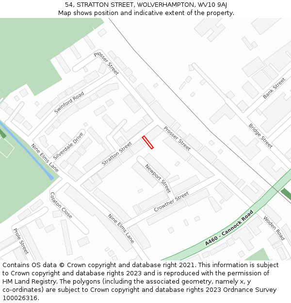 54, STRATTON STREET, WOLVERHAMPTON, WV10 9AJ: Location map and indicative extent of plot