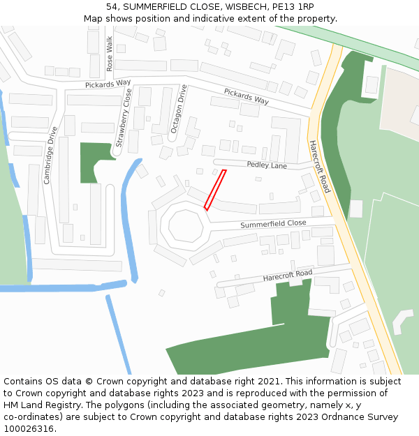 54, SUMMERFIELD CLOSE, WISBECH, PE13 1RP: Location map and indicative extent of plot