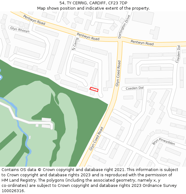 54, TY CERRIG, CARDIFF, CF23 7DP: Location map and indicative extent of plot