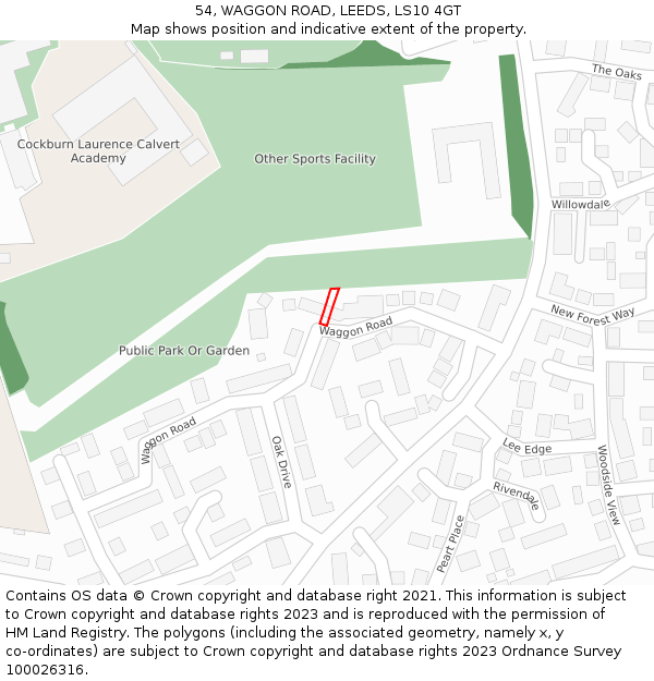 54, WAGGON ROAD, LEEDS, LS10 4GT: Location map and indicative extent of plot